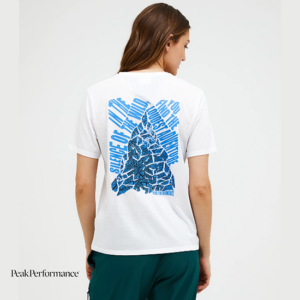 PEAK PERFORMANCE-G79742350-EXPLORE GRAPHIC TEE-TEE SHIRT-FEMME-WHITE TRUE BLUE-BLANC-DOS