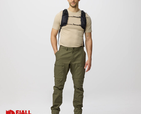 FJALL RAVEN-12200222-ABISKO HYBRID TRAIL ZIP OFF TROUSERS-PANTALON DE RANDONNÉE-HOMME-625 LAUREL-VERT